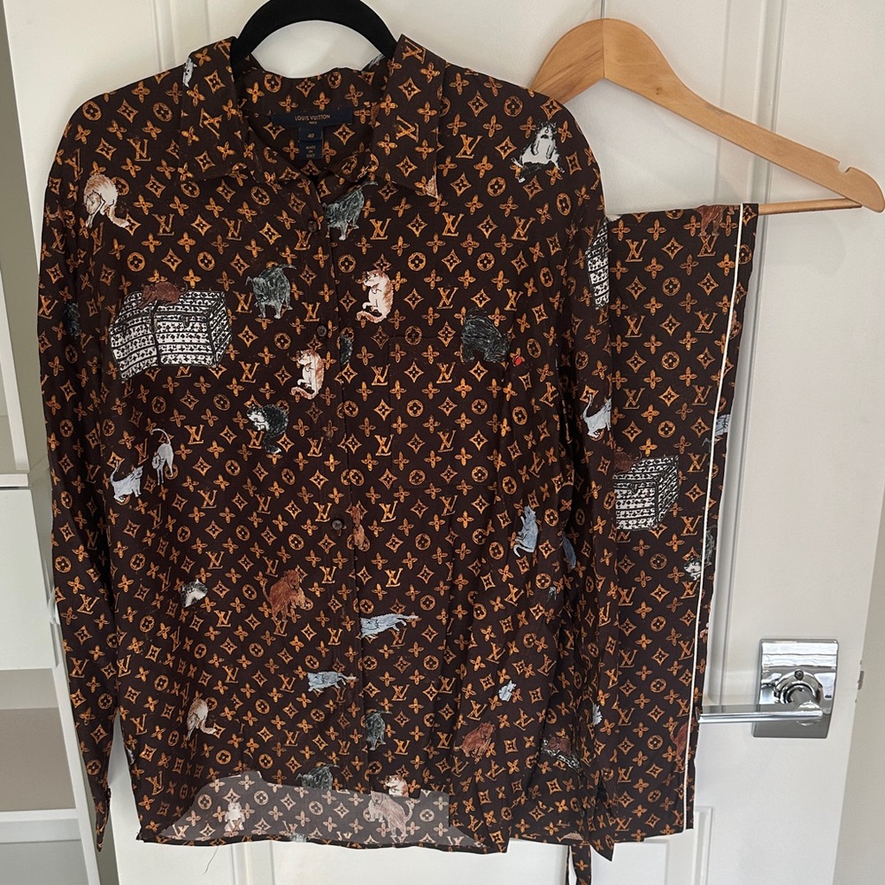 Louis Vuitton Grace Coddington Cat LV Print Pajama Set